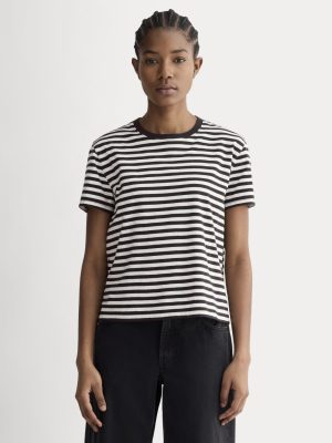 The Box-Cut Tee in Essential Cotton | Black / Bone | No Pocket