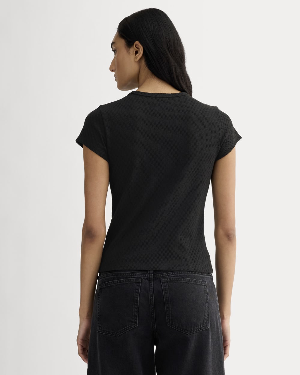 The Pointelle Short-Sleeve Tee | Black - Image 5