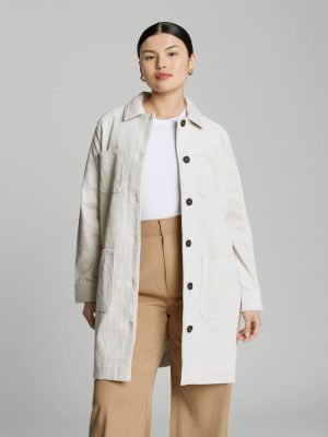 The Corduroy Long Shirt Jacket | Sandstone