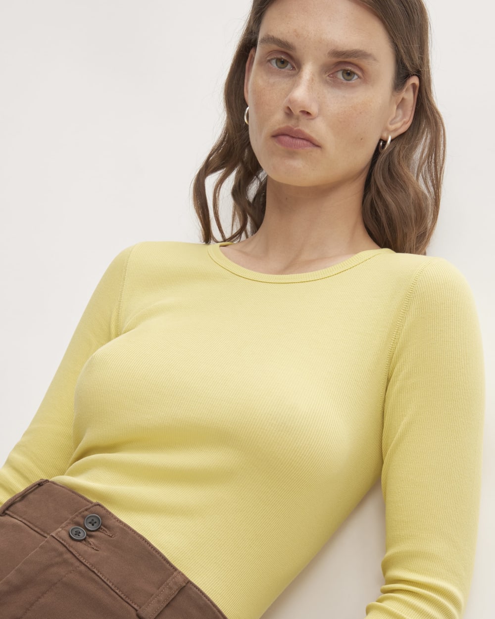 The Luxe Rib Long-Sleeve Crew | Raffia - Image 3