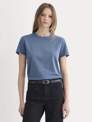 The Box-Cut Tee in Essential Cotton | Faded Navy | No Pocket