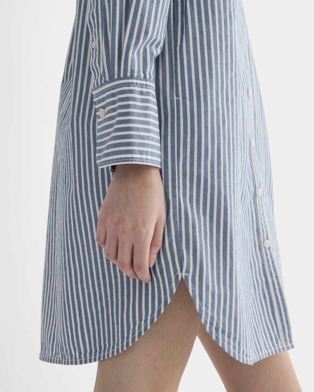 The Relaxed Shirt Dress in Ultrasoft Cotton | Bone / Mazarine Blue - Image 3