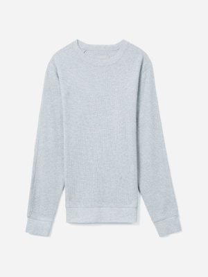The Waffle Long-Sleeve Crew Tee | Heathered Light Grey