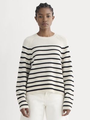 The Boxy Crew in Cashmere | Bone / Black