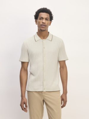 The No-Sweat Button-Down Polo | Heathered Canvas