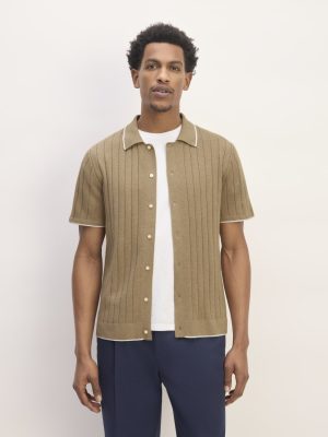 The No-Sweat Button-Down Polo | Dark Heathered Camel