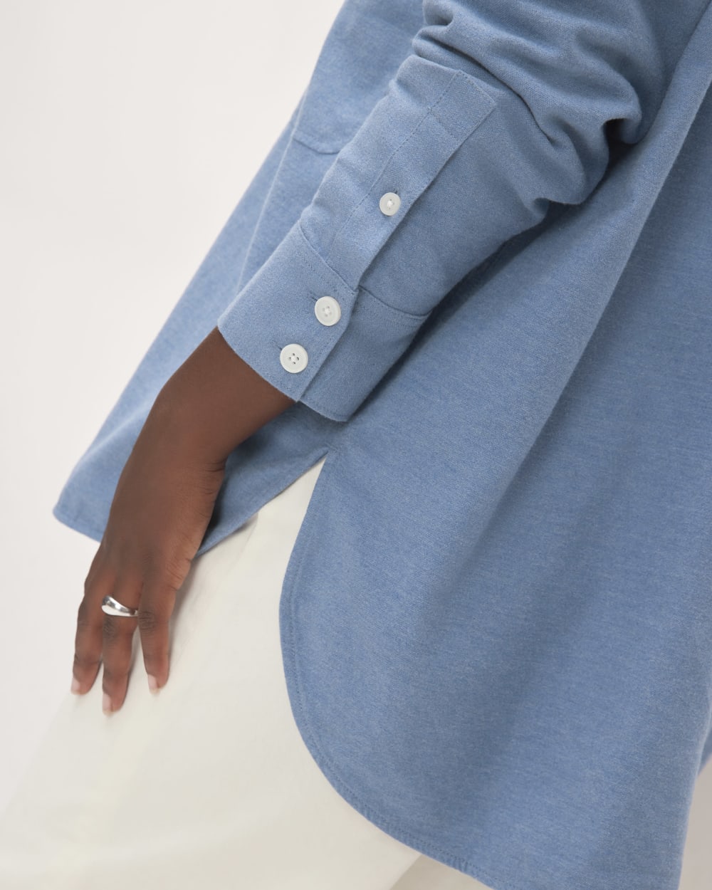 The Classic Cotton Flannel Shirt | Heathered Heritage Blue - Image 5