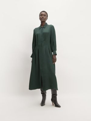 The Hammered Satin Shirt Dress | Scarab