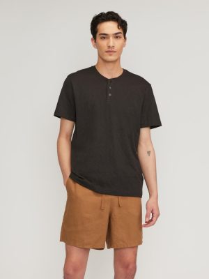 The Cotton Slub Henley | Black