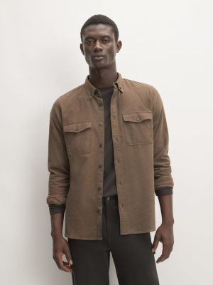 The Brushed Flannel Shirt | Heathered Cocoa Brown