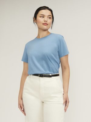 The Box-Cut Tee in Essential Cotton | Heritage Blue | No Pocket