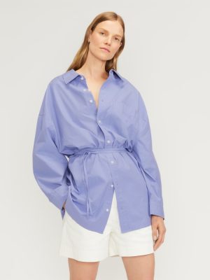 The Poplin Tie Back Shirt | Cornflower Blue