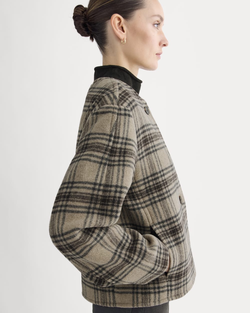 The Cocoon Coat in Wool | Chocolate Plum/Heather Charcoal - Image 4