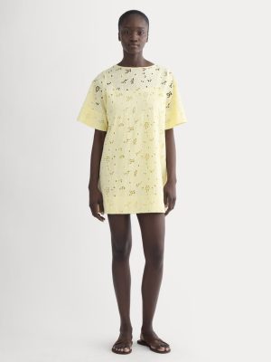 The Eyelet Mini Shift Dress | Light Yellow
