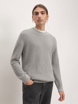 The No-Sweat Ribbed Crew |  Heathered Grey