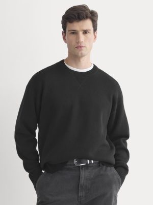 Luxe Merino Double-Knit Sweater |  Black