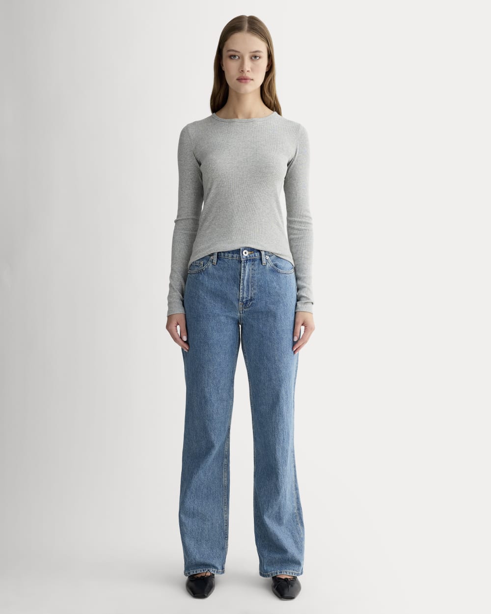 The Luxe Rib Long-Sleeve Crew | Washed Heathered Grey - Image 3