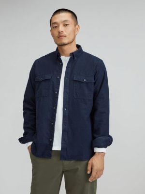 The Brushed Flannel Shirt | Heather Navy