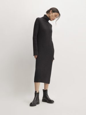 The Cotton-Merino Turtleneck Dress | Heather Charcoal