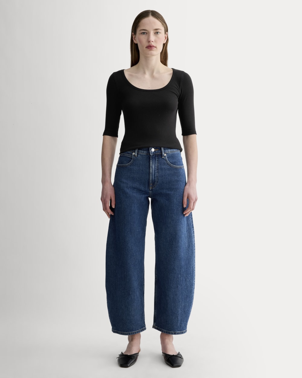 The Luxe Rib Scoop-Neck Tee | Black - Image 3