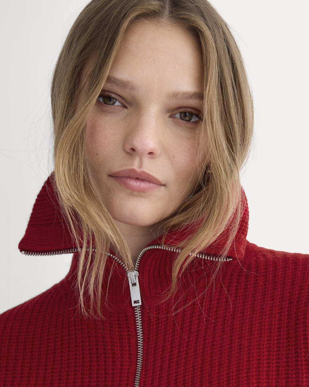 The Half-Zip Sweater in Luxe Merino | Berry Red - Image 4
