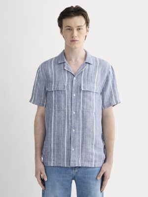 The Resort Shirt in Linen | Dutch Blue / Bone