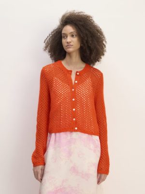 The Everlane x Marques' Almeida Alpaca Mesh Cardigan | Red Orange