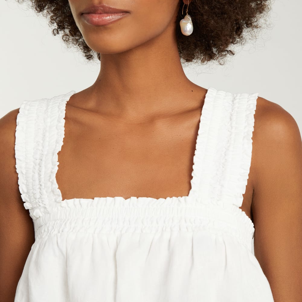 The Smocked Linen Cami | White - Image 5
