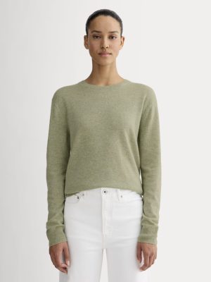 The Classic Crew in Cashmere | Light Heathered Moss