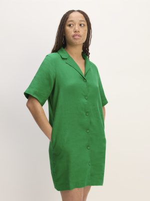 The Shirtdress in Linen | Grass Green