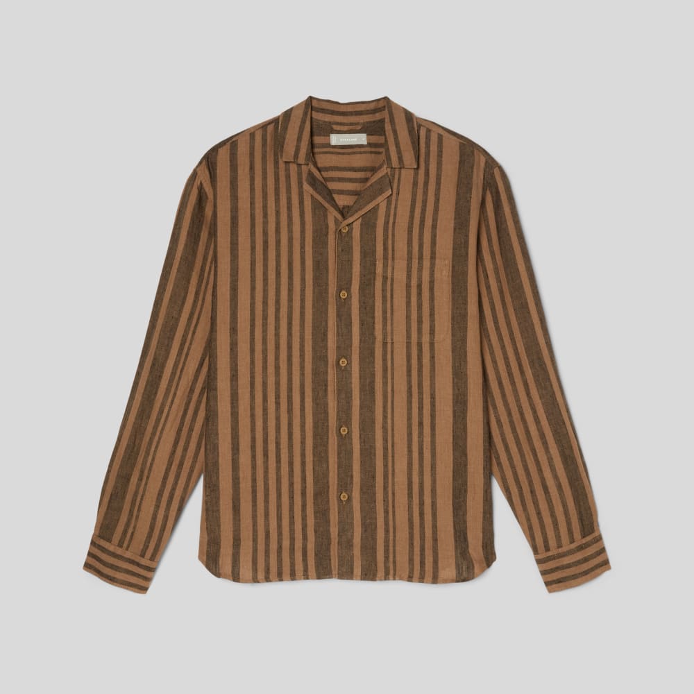 The Relaxed Linen Long-Sleeve Shirt | Toasted Coconut / Black - Image 2