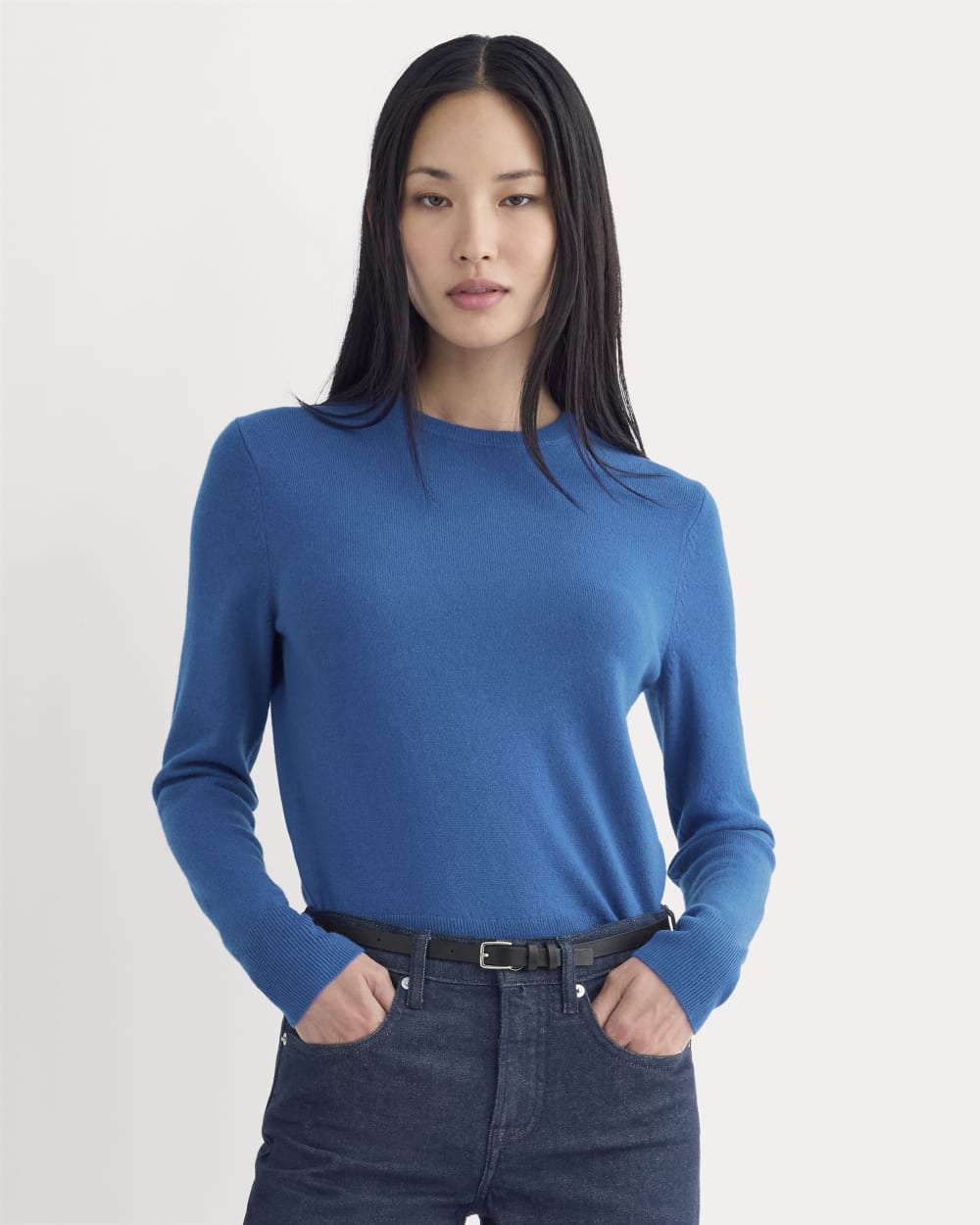 Cashmere Slim Crew Sweater | Classic Blue