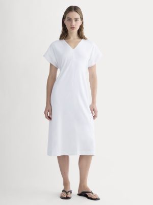 The Tie-Back Dress in Stretch Linen | White