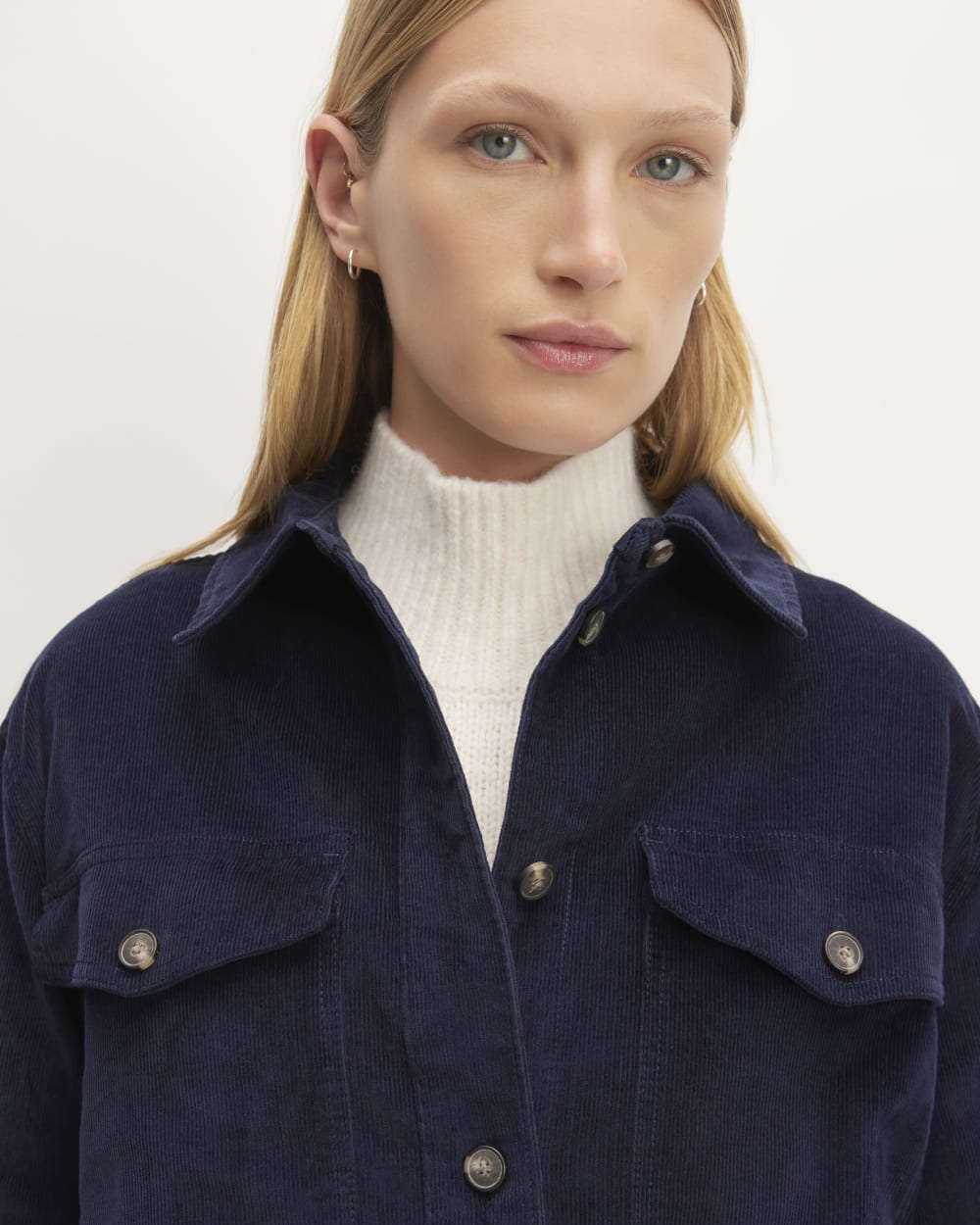 The Corduroy Oversized Shirt Jacket | Navy - Image 4