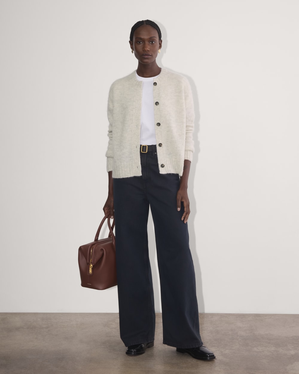 The Crew Cardigan in Alpaca | Almond - Image 3