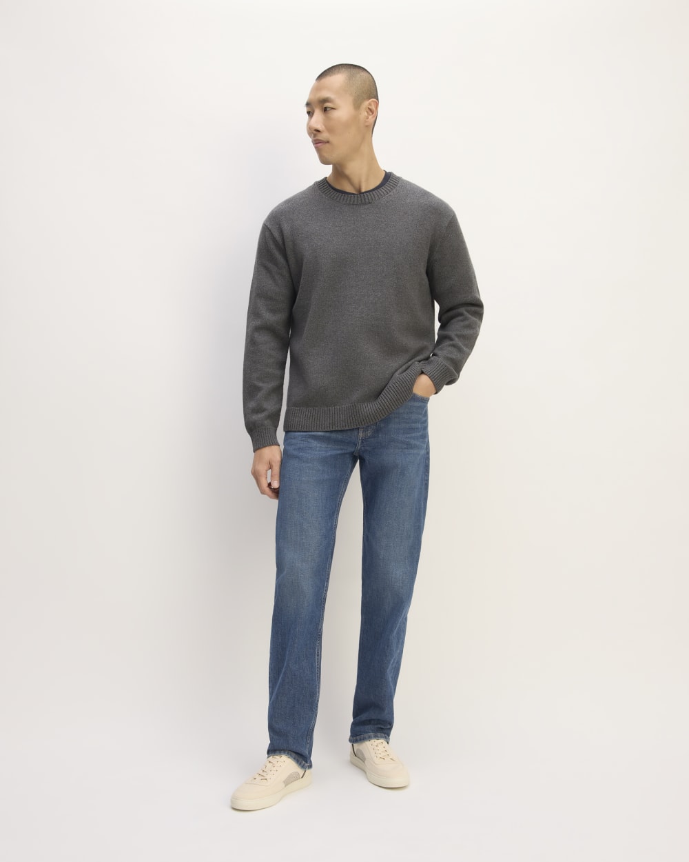 The Classic Sweater in Everyday Cotton | Heathered Charcoal - Image 3