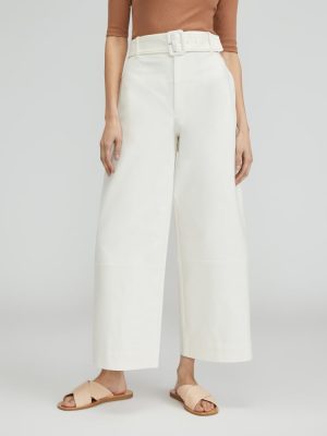 The Structured Cotton Belted Pant | Bone