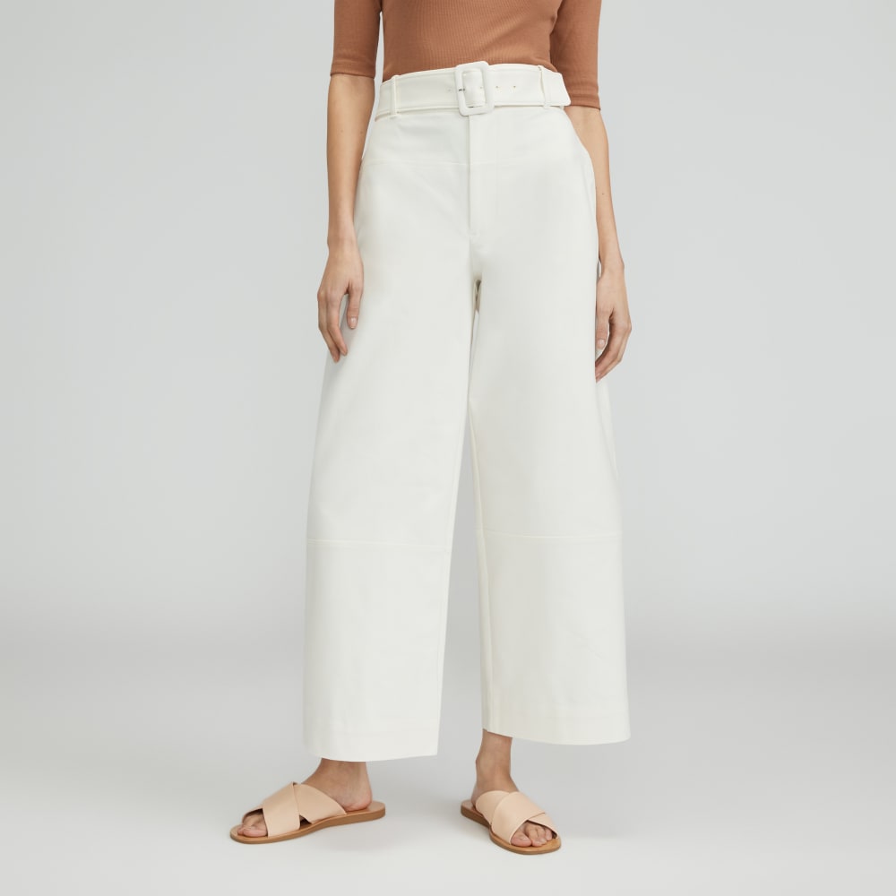 The Structured Cotton Belted Pant | Bone