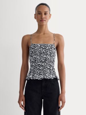 The Smocked Tank | Bone / Black Floral