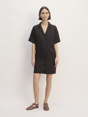 The Shirtdress in Linen | Black