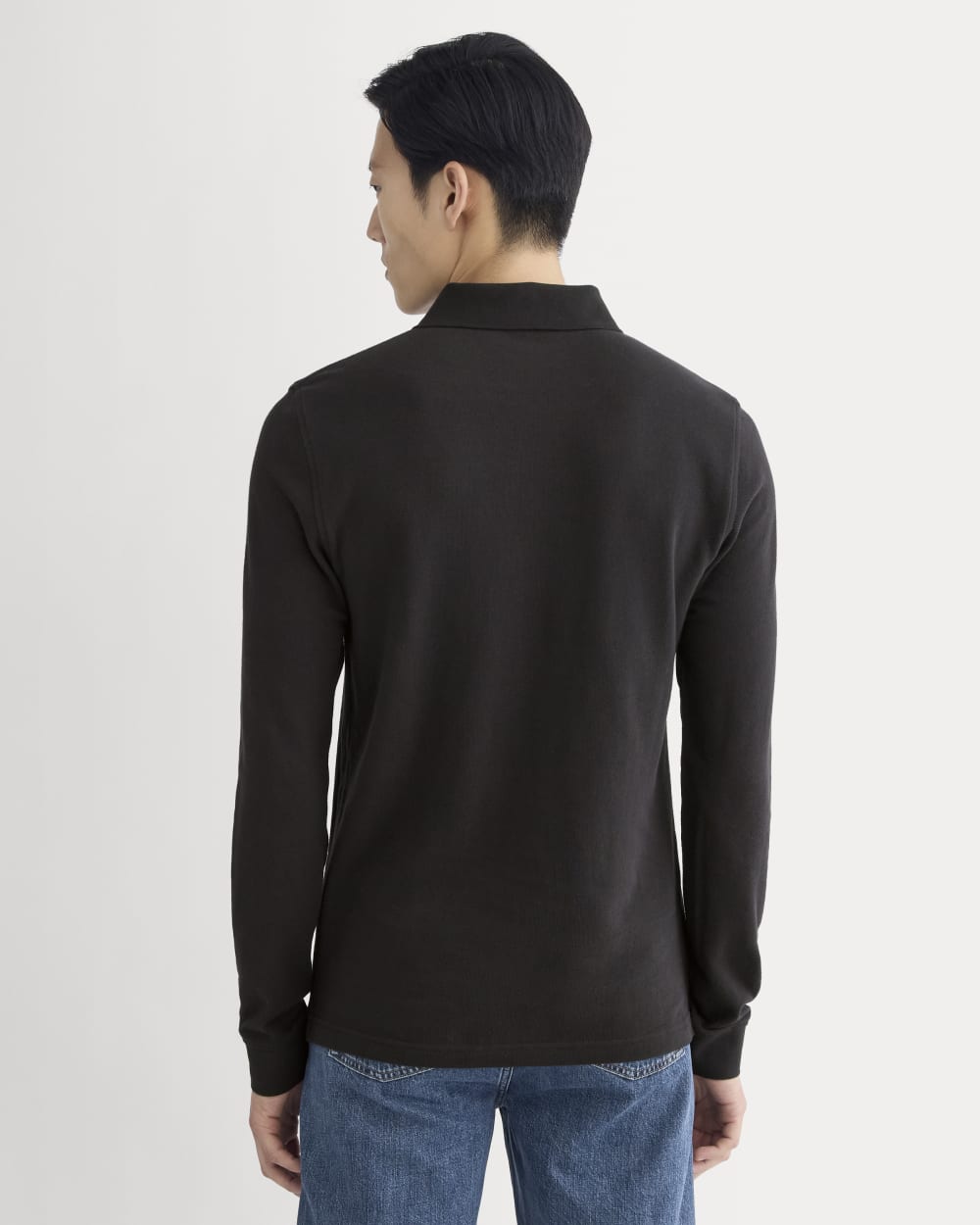The Long-Sleeve Pique Polo | Black - Image 5