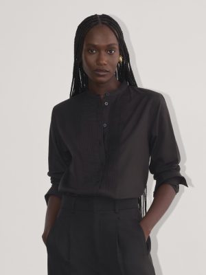 The Tuxedo Shirt in Silky Cotton | Black