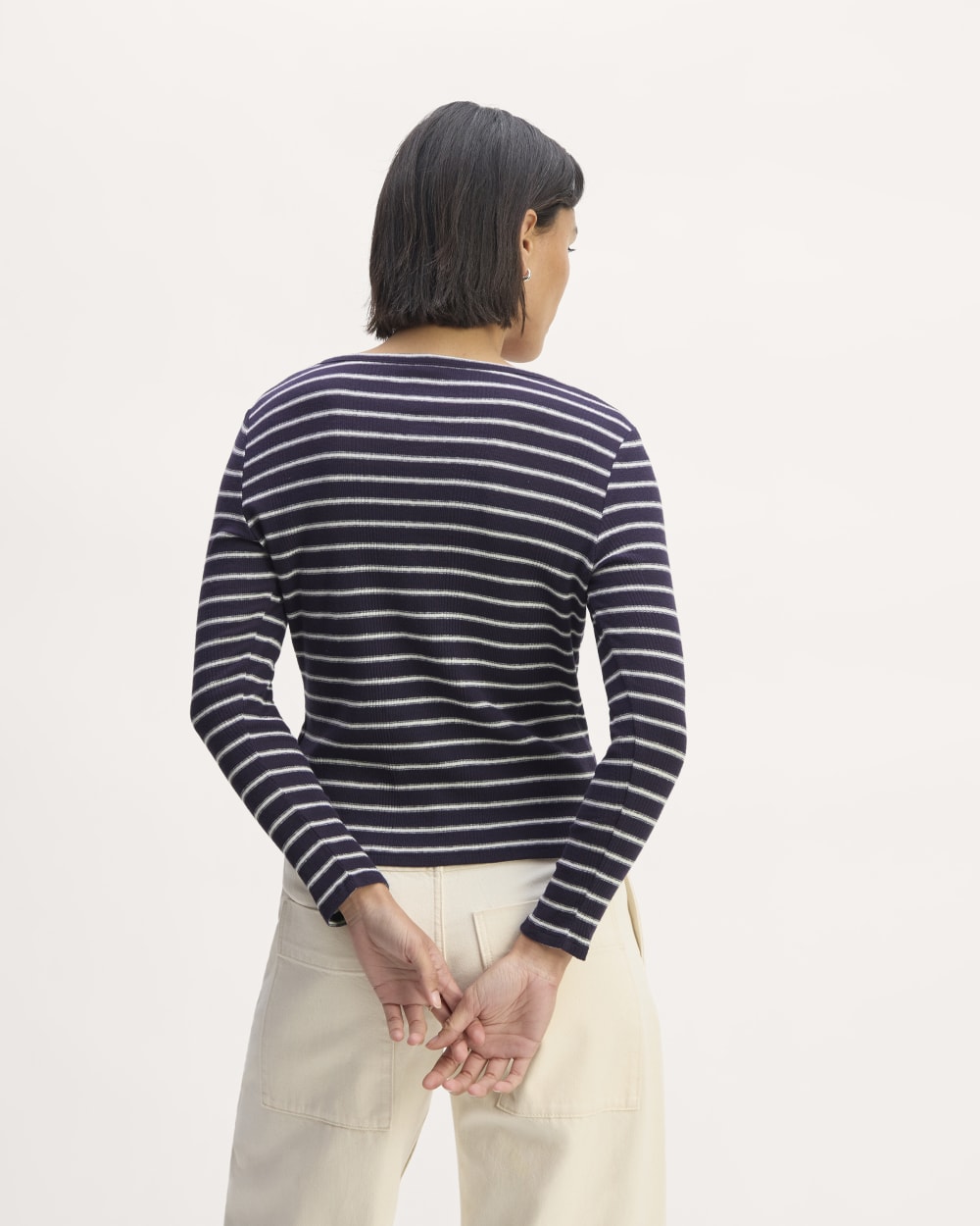 The Vintage Rib Cardigan | Navy / Bone - Image 6
