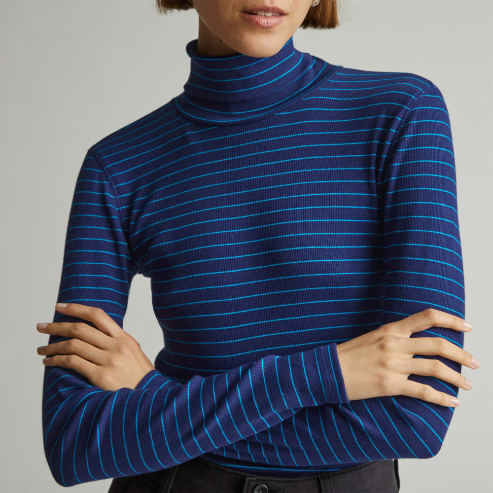 The Luxe Micro-Rib Turtleneck | Ocean Cavern / Horizon Blue - Image 4