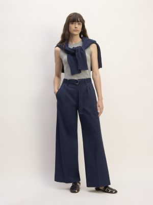 The Pleated Wide-Leg Chino | Navy
