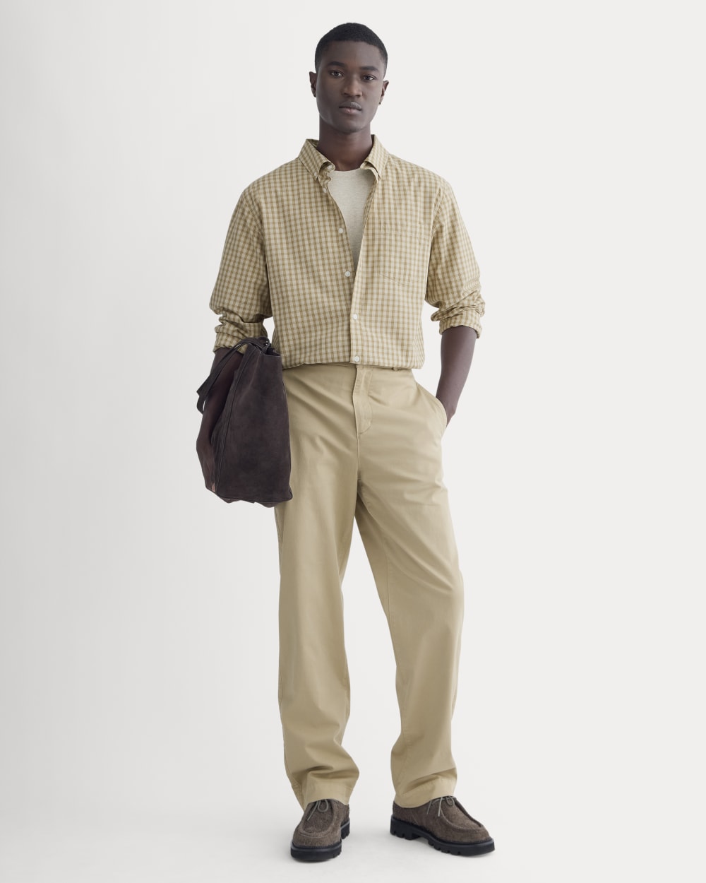 Washed Poplin Shirt | Aged Brass Plaid - Image 3