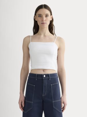 The Seamed Top in Stretch Linen | White
