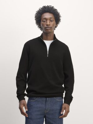 The Quarter-Zip in Cashmere |  Black