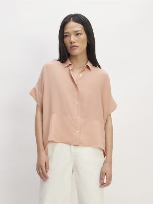 The Boxy Shirt in Washable Silk | Blush Pink