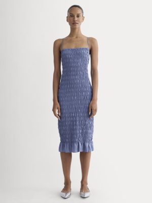 The Smocked Column Dress | Blue Dusk